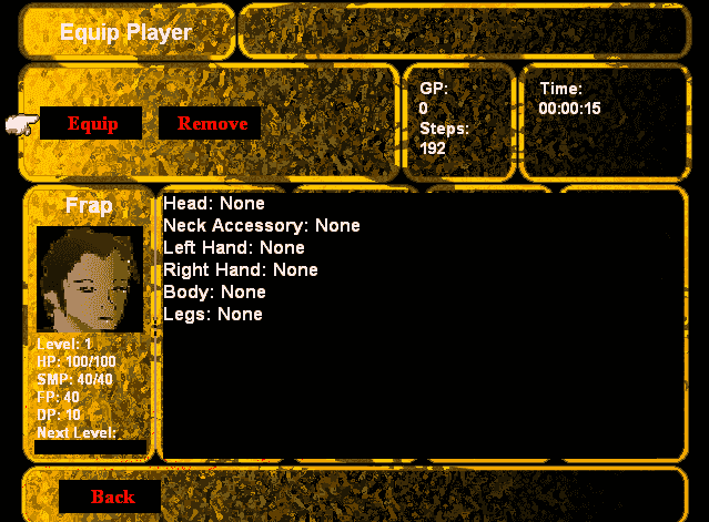 Equipment Sub-Menu
