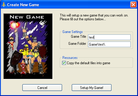 New project screen